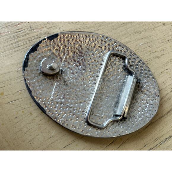 2 VTG EAGLE Belt Buckle Embossed Leather & Silver Turquoise USA American HEAVY - Picture 5 of 16